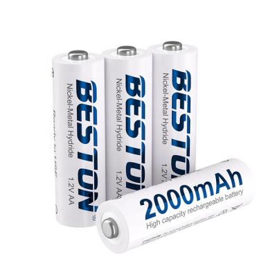 China Low Self-Discharge 4 Pcs OEM Rate One Nickel Metal Hydride Batteries 1.2V NIMH AA Cell 2000mAh Rechargeable Battery for sale