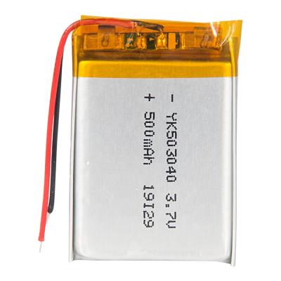 China Toys Customized 503040 Rechargeable 3.7V 500mAh Lithium Li-ion Lipo Polymer Cell Battery For Digital Products for sale