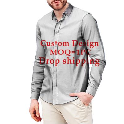 China Breathable Wholesale CUSTOM your design/name/pattern printing sublimation shirts polyester blank shirts for men sleeve long button up fall for sale