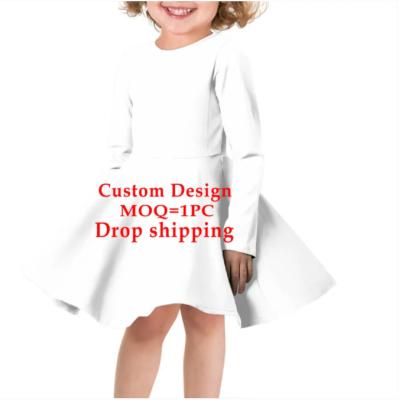 China Breathable Polynesian Hawaii Flower Girl Dresses Wedding Kids With Long Sleeve Crew Neck Birthday Dresses Children Kids Girl Dress for sale