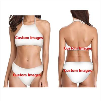 China Wholesale Custom Womens Sublimation Printing Plus Size OEM 2 Pieces Set Bandeau Bikini Swimwear String Bikini Beach Wear High Cut 2023 for sale