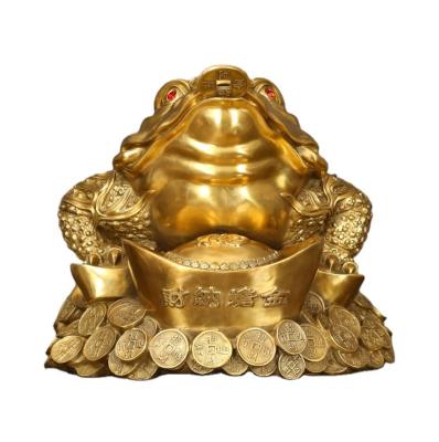 China China Chinese Traditional Fengshui Brass Golden Toad Ornaments Crafts Home Furnishing for sale