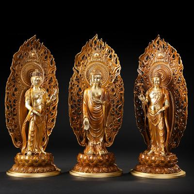 China China Three Saints Amitabha Guanyin Buddha Brass Western General Trend To Bodhisattva Household Buddha Worship Products for sale