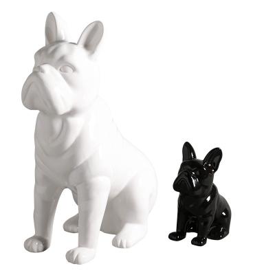 China China Ceramic Ornaments Simple And Modern Black And White Animal Window Furnishing Soft Glazed Dog Ornaments for sale