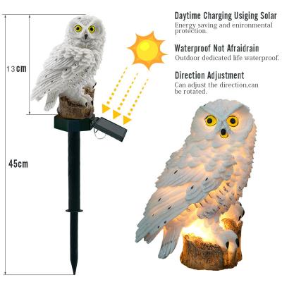 China Cute and Lovely Lamp Nordic Polyresin Owl Garden Decoration LED Lamp Light with Stick to Hold in the Garden for sale