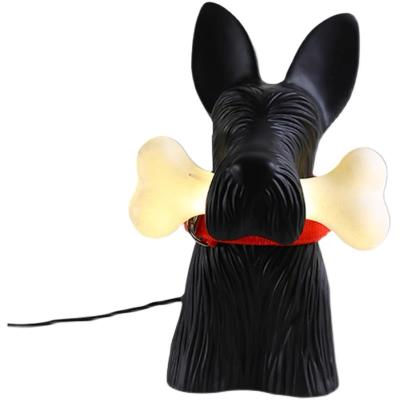 China Nordic Cute And Lovely Lamp Polyresin Dog And Bone Decoration LED Table Lamp Nordic Home Lamp for sale