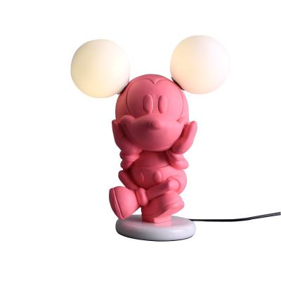 China Lovely Pink Mickey Mouse Table Top LED Tablelamp Cute and Lovely Decoration Nordic Cartoon Home Polyresin Lamp for sale