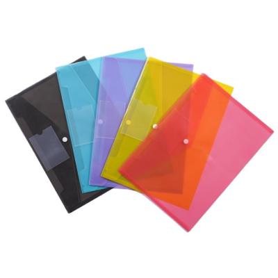 China New Simple and Beautiful Clear Document Folder Snap Buttons PP Plastic Bag Logo Folder Custom File Bag Envelope for sale