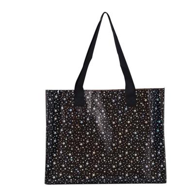 China Plastic Shopping Bag Carry Tote Bags Black Star Pvc Tote Bag High Quality Clear Beach Simple And Beautiful Water Resistant for sale