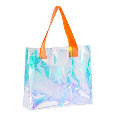 China Fashion ; Who respects the environment; Retail Custom PVC Waterproof Tote Bag, Logo Printing Custom Transparent Beach Clear Shopping Bag for sale