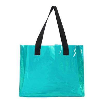 China Fashion ; Who respects the environment; Retail Custom PVC Waterproof Tote Bag, Logo Printing Custom Transparent Beach Clear Shopping Bag for sale