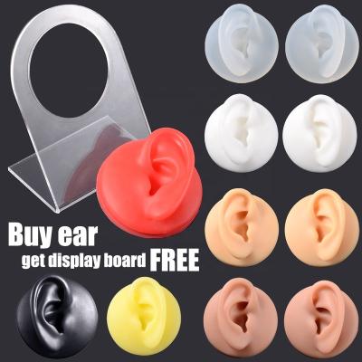 China FASHIONABLE Silicone Ear Model Use For Tattoo Puncture Practice Display Jewelry Tool Body Simulation Model Sold With Acrylic Piercing Stand for sale