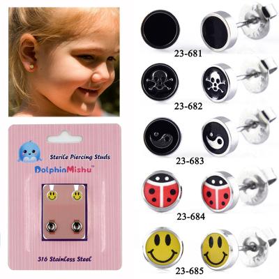 China Wholesale CLASSIC Wholesale CLASSIC Steel Stud Mishu Medical 316L Dolphin Package Smiling Ladybug Sterile Piercing Jewelry Prevent Allergy for sale