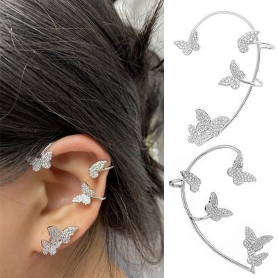 China 2022 Sweet Fashion Tiktok Party Shiny Fairy Women's Ear Cuff Butterfly Snowflake Ear Bone Bone Clip Fine Wrap Dangle Earrings for sale