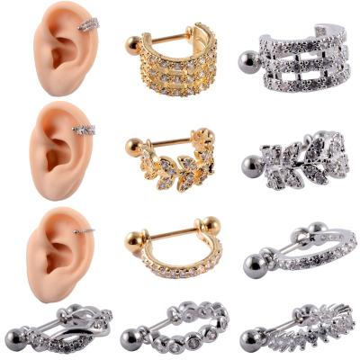 China CLASSIC 20G Barbell Earring Helix Daith Steel Micro Pave CZ Zircon Dangle Labe Ring Cuff Hoop Ear Tragus Cartilage Girl Women Wholesale for sale