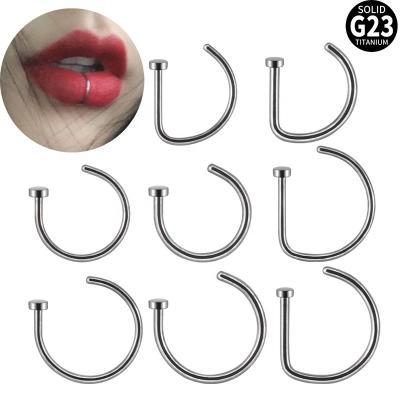 China FASHION G23 20G Titanium Nose Stud Earring D Shape Nariz Circle Ring Lip Labret Piercing Nostril 8mm Unisex 10mm Body Jewelry for sale