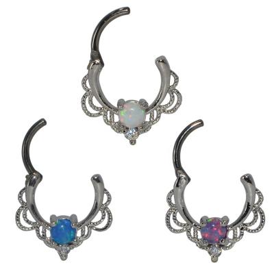 China 16G G23 Lacey Opal Nose Clicke Drapery Royalty Titanium Body Septum FASHION Ring Ear Tragus Helix Cartilage Piercing Jewelry for sale