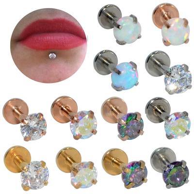 China CLASSIC Ring 16G Round Bottom Lip Tragus Earring Cartilage Stud Labret Zircon Zircon Piercing Jewelry Monroe Internal Thread Earring Flat for sale