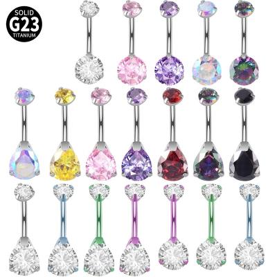 China FASHIONABLE 14G G23 Titanium Belly Bars Swell Opal Button Rings Belly Piercing Curved Banana Body Jewelry Navel Piercing Rings for sale