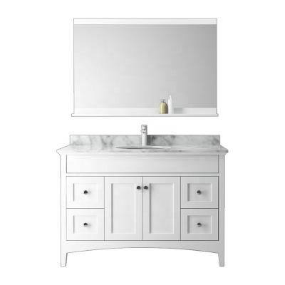 China Modern Solid Oak Bathroom Double Mirror Basin Sink Set White Wood Furniture Color Marble Cabinet Unit For Vanity Drawers for sale