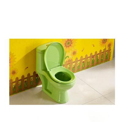 China Double-Flow Children Sanitary Ware Sets Bathroom Green Color Children's Ceramic Toilet for sale