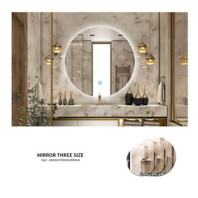 China Bright Customized Size Led Light Round Multifunction Bathroom Mirror for sale