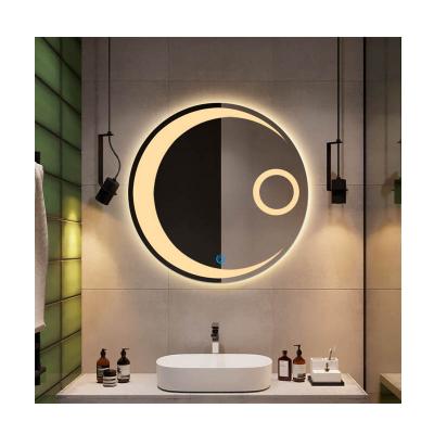 China Bright Led Light And Magnifier Function Warehouse Farmhouse Workshop Frameless Bathroom Led Touch Wall Smart Decor Round Mirrors for sale