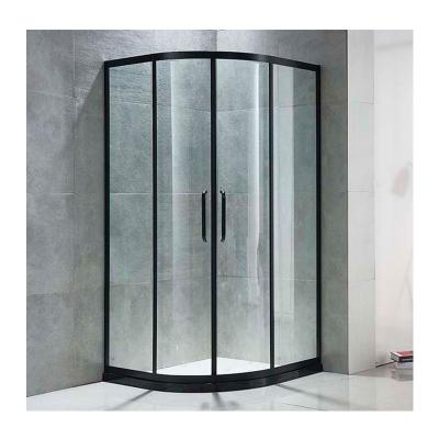 China Durable And Competitive Crh Bypass 4 Panel Custom 6Mm Black Textured Screen Frame Bath Sliding Tempered Glass Shower Door for sale