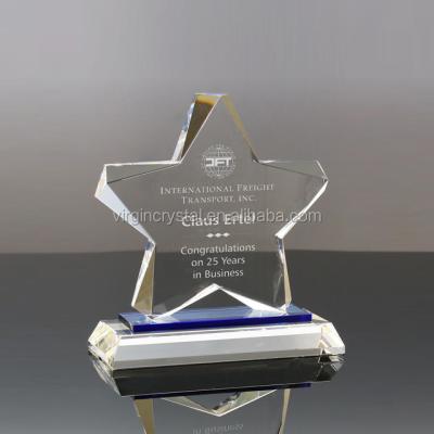 China New Europe design white crystal glass star shape trophy award plaques for souvenir gift for sale