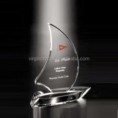 China Europe Wholesale Cheap Ship Shape Crystal Trophy / Glass Awards for sale