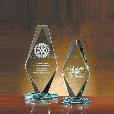 China Europe High Quality 3d Laser Engraving Jade Trophy Glass Diamond Shaped Blanks For Customized Awards Corporate Gifts for sale