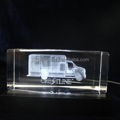 China Europe Hot Sale 3d Laser Engraving Truck Vehicle Model K9 Cube Optical Crystal Block Souvenir for sale