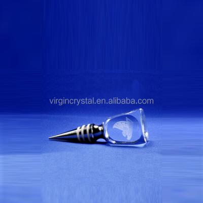 China Europe Wholesale Custom Clear 3d Laser Engraved Crystal Wine Bottle Stopper For Wedding Favors for sale