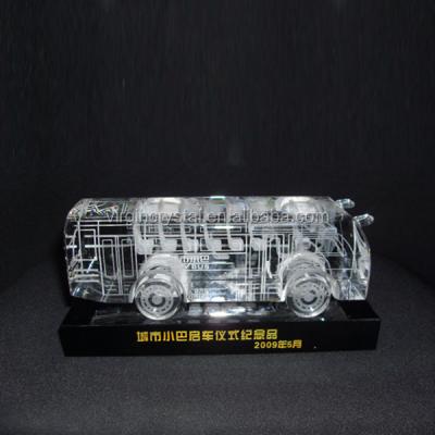 China Europe Wholesale 3d Engraved Crystal Glass Bus Model, Car Model With Custom Logo For Passenger Transportation Company Souvenir for sale