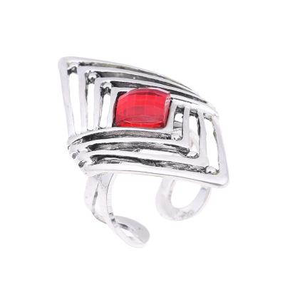 China Hiphop 2021 popular custom made men's ring new hip hop retro style ring simple geometric crystal designer alloy ring for sale