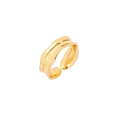 China Simple Hiphop Jewelry 18k Ring Geometric Lines Lattice Gold Plated Adjustable Rings For Women for sale