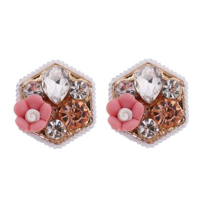 China Hiphop Fashion Posey Earrings Retro Flower Korean Exquisite Handmade Stud Earrings Milanese Gold Plated Custom Earring Set for sale