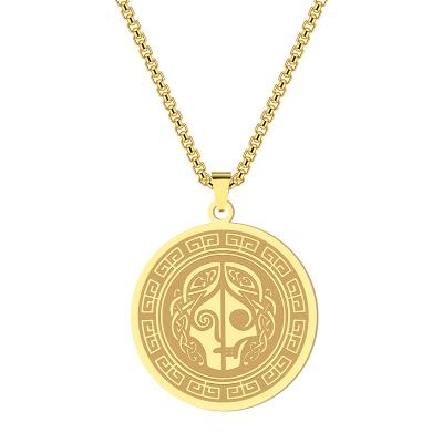 China Custom Hiphop Necklace Gold Witch Around Logo Stainless Steel Necklace Religious Prayer Pendant Chain for sale