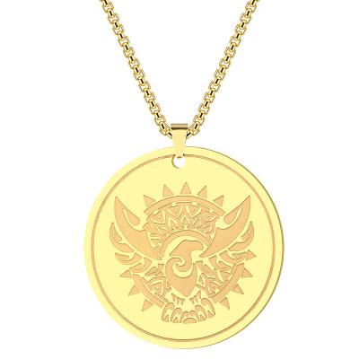 China Hiphop Factory Direct Selling Stainless Steel Eagle Necklace Prayer Jewelry Men Gift Gold Religious Necklace for sale