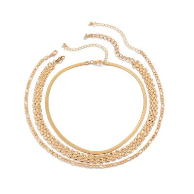 China 2022 Hiphop Punk 18k Watch Band Chain Gold Plated Choker Necklace Multi Layers Snake Chain Necklace for sale