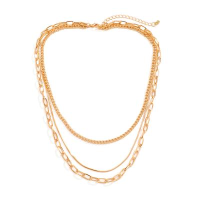 China Hiphop Gold Color Women Snake Chain Necklace Choker Necklace Thin Round Stainless Steel Valentines Gift for sale