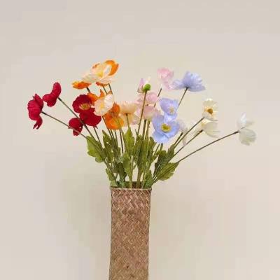 China Wholesale Plastic Fabric Poppy Flower Silk Artificial Corn For Wedding Wall Decoration for sale