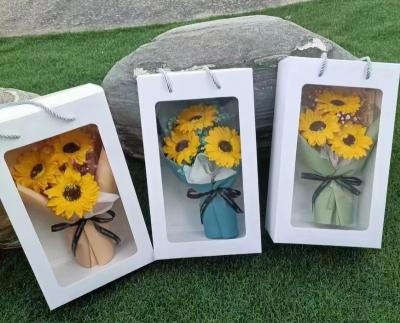 China Wholesale Artificial Plastic Silk Sunflowers Bouquet For Valentine's Gift Home Mother's Day Decoration for sale