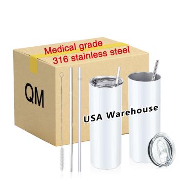 China US Warehouse Free Shipping 316 Stainless Steel Medical Straight Tumbler Sublimation 2022 Blanks Tumblers With Brush And 2 Straws for sale