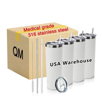 China Viable USA Warehouse Free Shipping 316 Stainless Steel Tumbler Pastel White Thermal Frosted Tumbler Medical With Packaging Box for sale