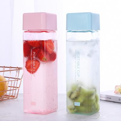 China Sustainable Cute Plastic Square Shaped Water Bottle For Summer for sale