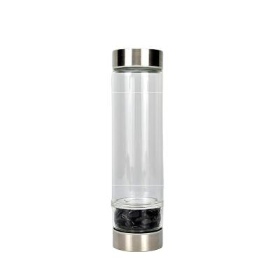 China New Design Sustainable Outdoor Cups Glass Gemstone Crystal Water Bottle With Lid for sale