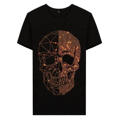 China Free Sample Flatback Logo Skull Design Custom Rhinestone Transfer Iron On Pattern Transfers For T Shirts for sale