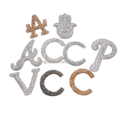 China 3D Rhinestone Logo Patch Applique Luxury Designer Patches Famous Brands for sale