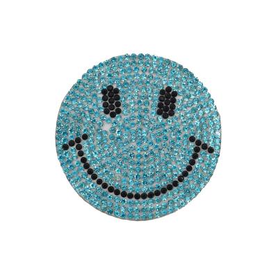 China Lovely Smiley Face Logo Patch Cute Colorful Pointback Custom Iron On Eco-Friendly Faux Stone for sale